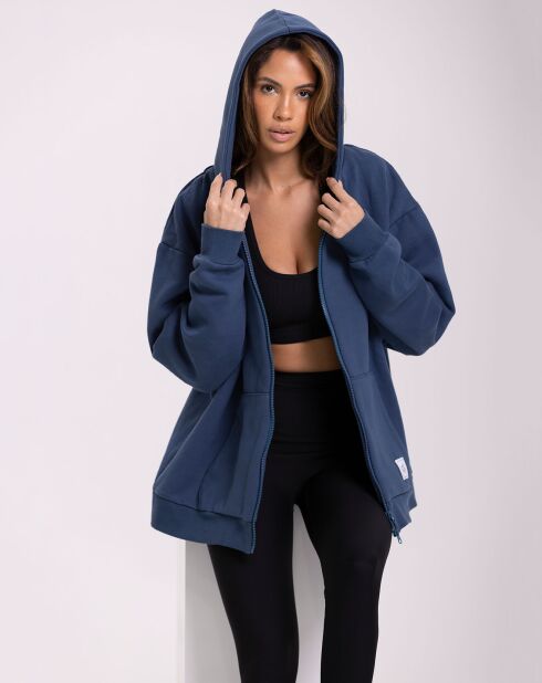 Sweat Capuche Flow bleu