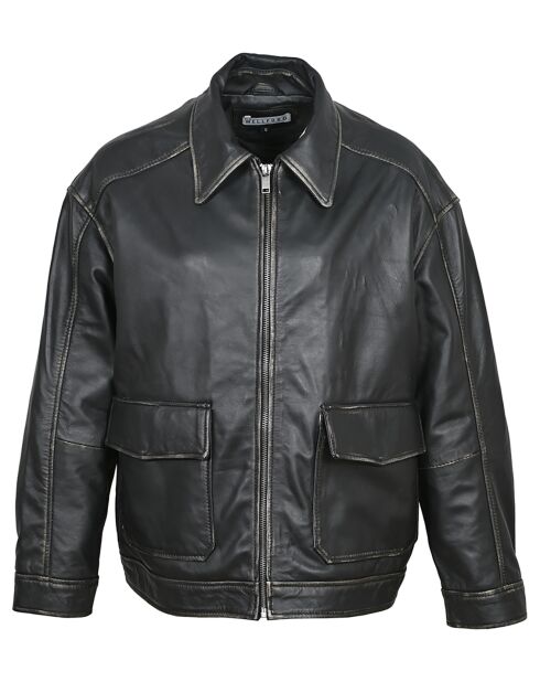 Veste en Cuir Laline noire