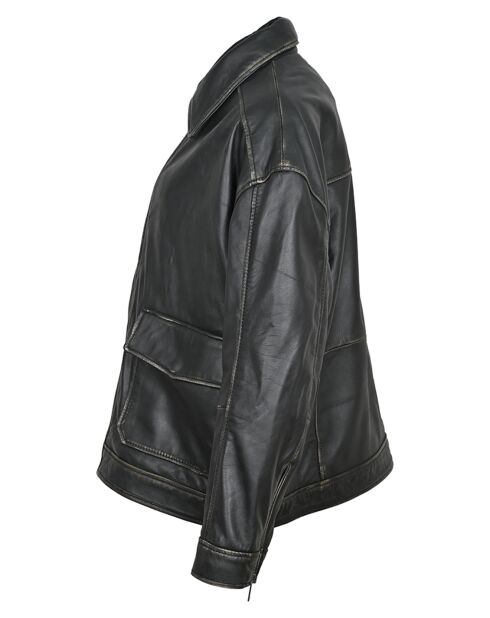 Veste en Cuir Laline noire