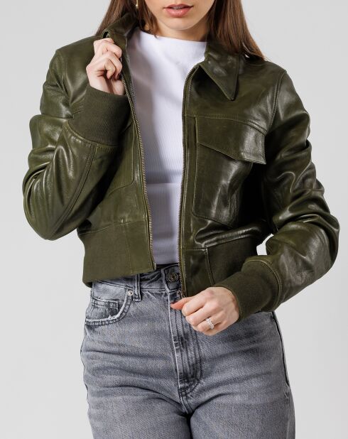 Veste en Cuir Linaya verte