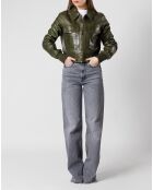 Veste en Cuir Linaya verte