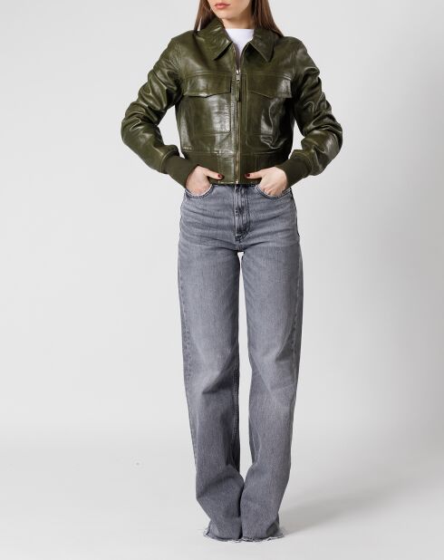 Veste en Cuir Linaya verte
