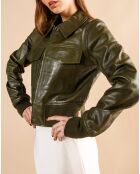 Veste en Cuir Linaya verte