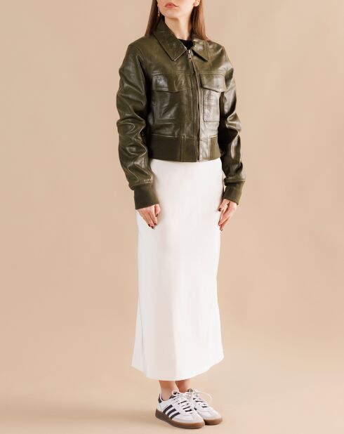 Veste en Cuir Linaya verte