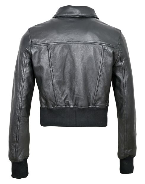 Veste en Cuir Linaya noire