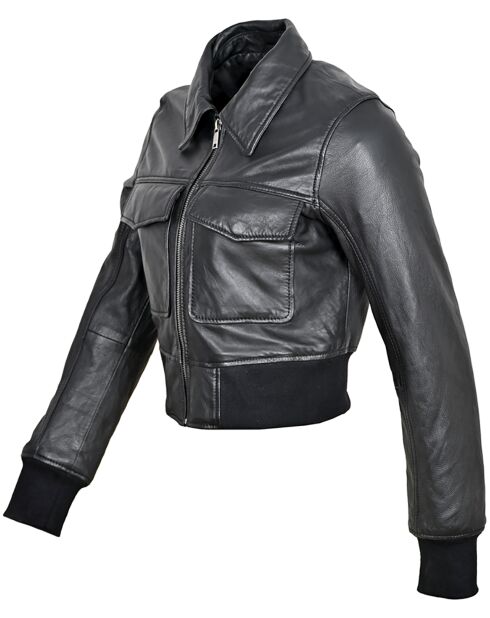 Veste en Cuir Linaya noire