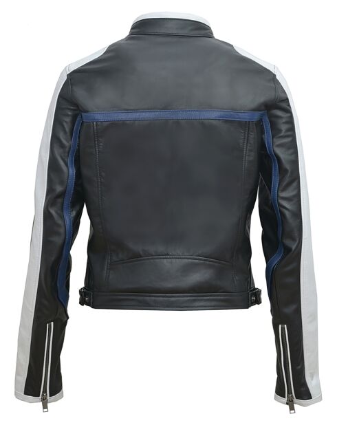 Veste en Cuir Luvia noir/blanc