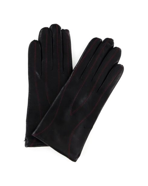 Gants en Cuir d'Agneau doublure Laine Flora noirs