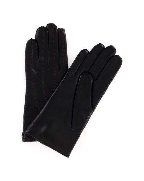 Gants en Cuir d'Agneau doublure Laine Flora noirs