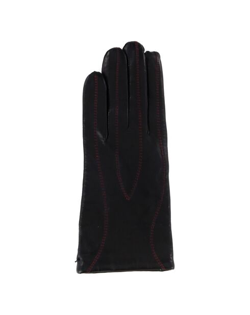 Gants en Cuir d'Agneau doublure Laine Flora noirs