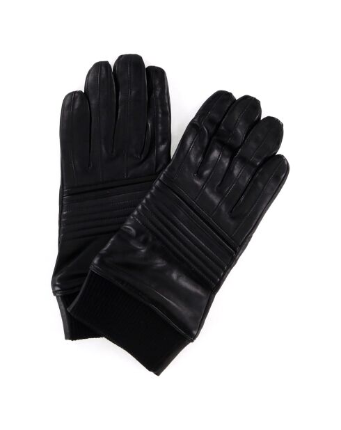 Gants en Cuir d'Agneau doublure Laine Brett noirs