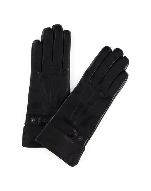 Gants en Cuir d'Agneau doublure Laine Gillian noirs