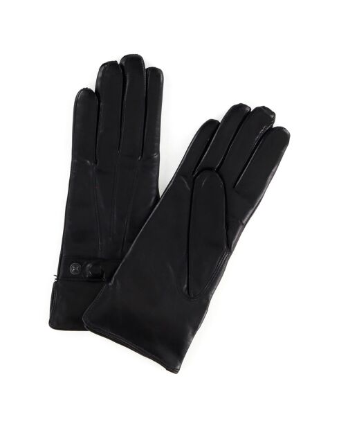 Gants en Cuir d'Agneau doublure Laine Gillian noirs