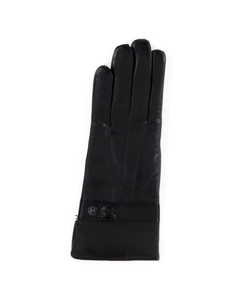 Gants en Cuir d'Agneau doublure Laine Gillian noirs