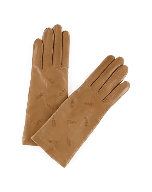 Gants en Cuir d'Agneau doublure Laine Epi chameau
