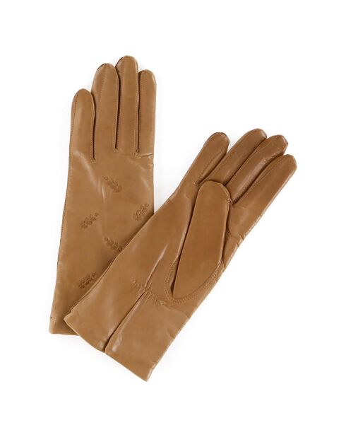 Gants en Cuir d'Agneau doublure Laine Epi chameau