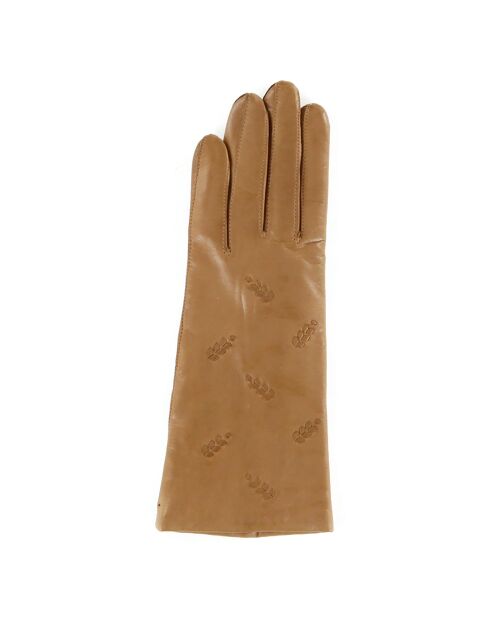 Gants en Cuir d'Agneau doublure Laine Epi chameau