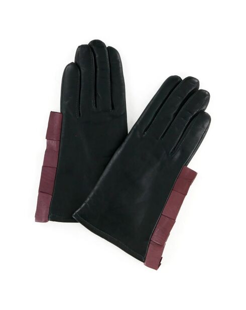 Gants en Cuir d'Agneau doublure Cachemire Happy vert patine/lilas poussière clair