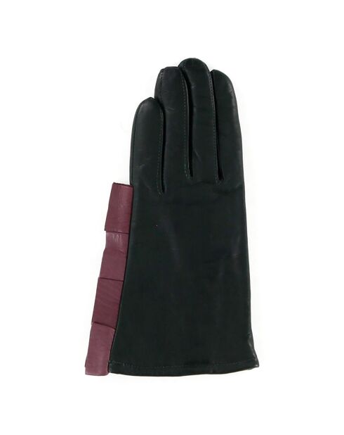 Gants en Cuir d'Agneau doublure Cachemire Happy vert patine/lilas poussière clair