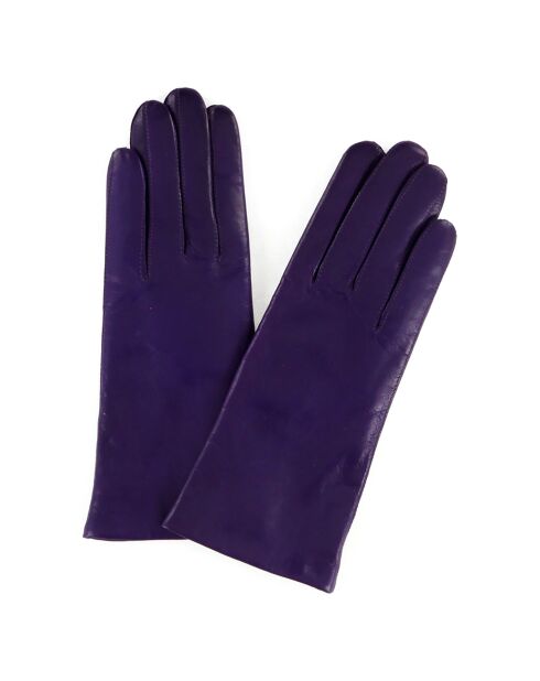 Gants en Cuir d'Agneau doublure Laine Heritage Victoire violet foncé