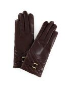 Gants en Cuir d'Agneau doublure Laine Greta castagna