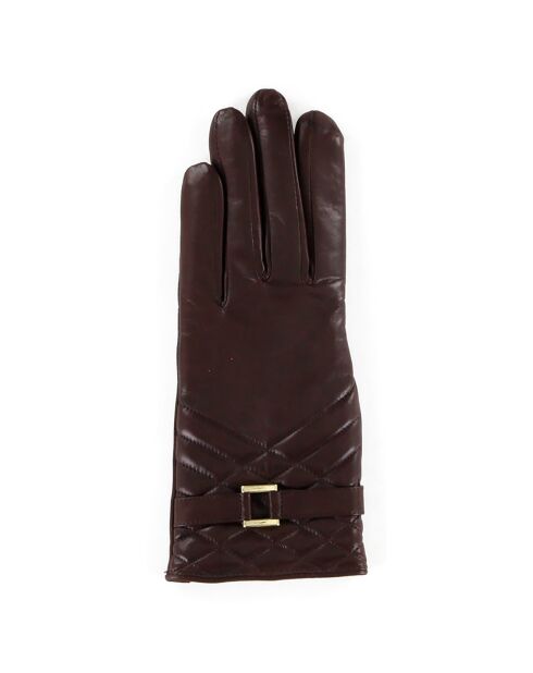 Gants en Cuir d'Agneau doublure Laine Greta castagna