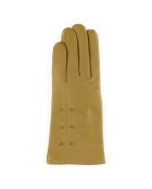 Gants en Cuir d'Agneau doublure Laine Noeud chameau clair