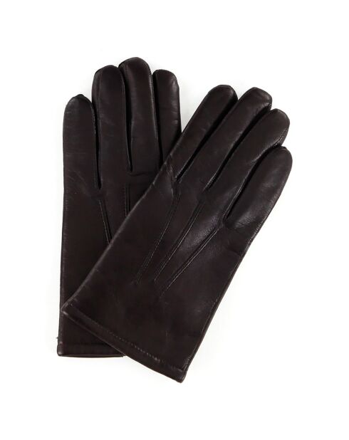 Gants en Cuir d'Agneau doublure Cachemire Rivoli Londres tan/noir