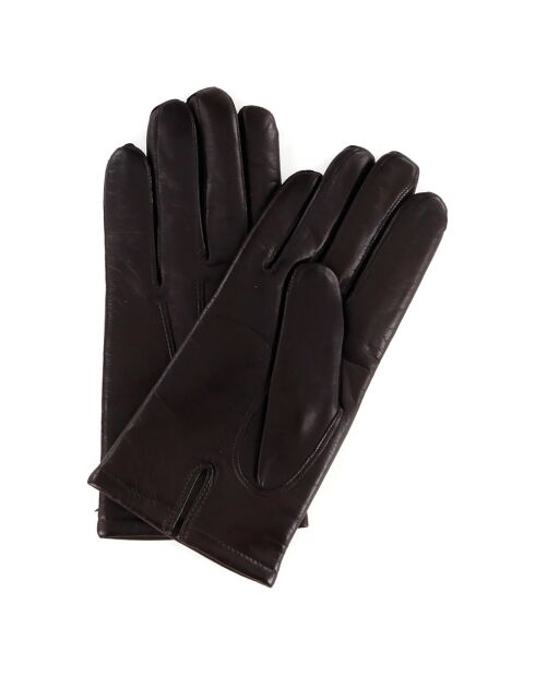 Gants en Cuir d'Agneau doublure Cachemire Rivoli Londres tan/noir