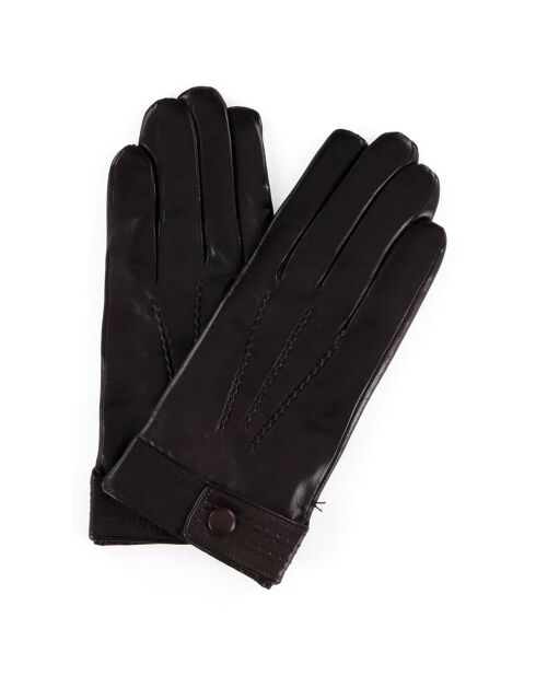 Gants en Cuir d'Agneau doublure Laine Dakota bruns