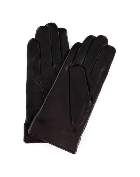 Gants en Cuir d'Agneau doublure Laine Dakota bruns