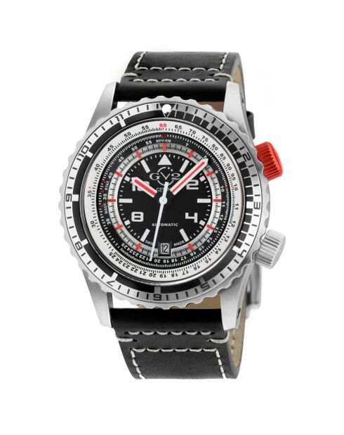 Montre Contasecondi Homme Automatique en Cuir noire