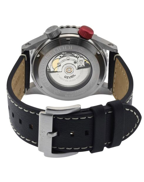 Montre Contasecondi Homme Automatique en Cuir noire