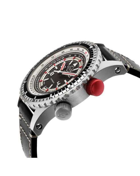 Montre Contasecondi Homme Automatique en Cuir noire