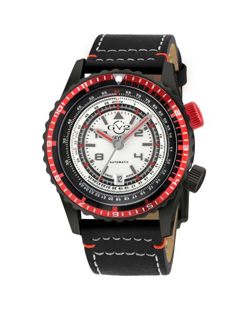 Montre Contasecondi Homme Automatique en Cuir noire