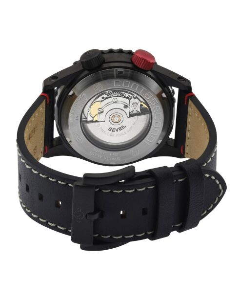 Montre Contasecondi Homme Automatique en Cuir noire