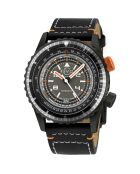 Montre Contasecondi Homme Automatique en Cuir noire