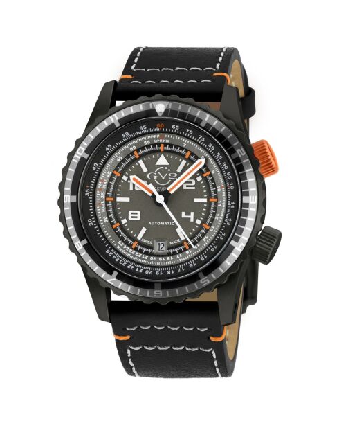 Montre Contasecondi Homme Automatique en Cuir noire