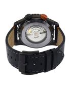 Montre Contasecondi Homme Automatique en Cuir noire
