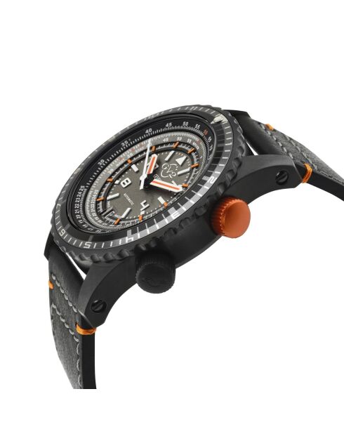 Montre Contasecondi Homme Automatique en Cuir noire