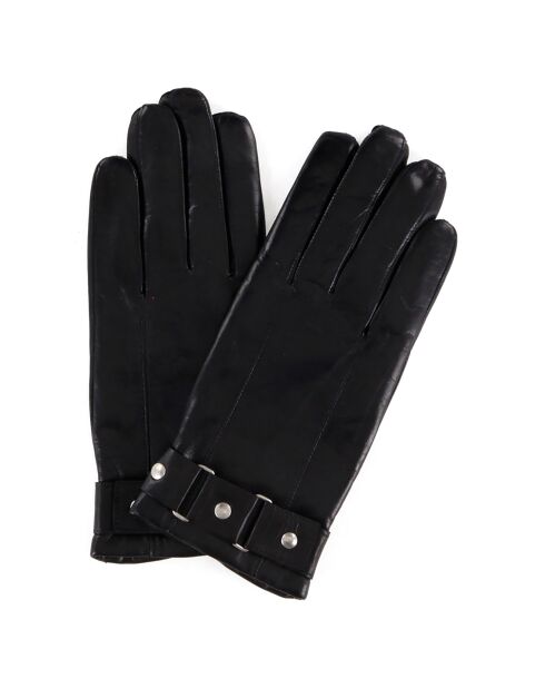 Gants en Cuir d'Agneau doublure Laine Newman noirs