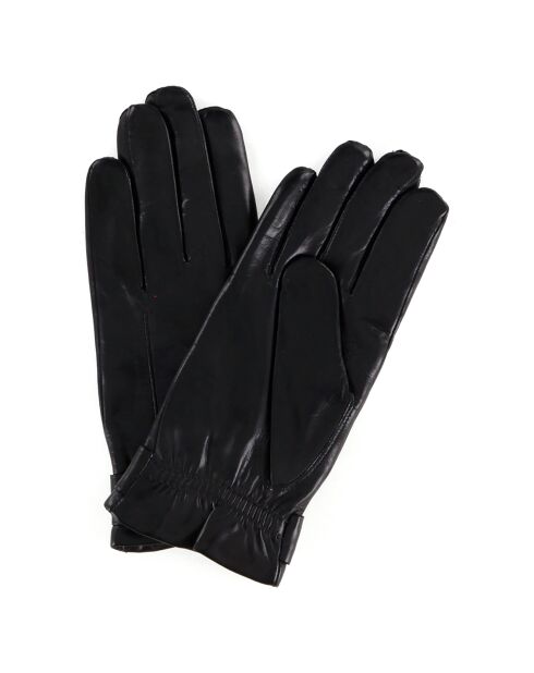 Gants en Cuir d'Agneau doublure Laine Newman noirs