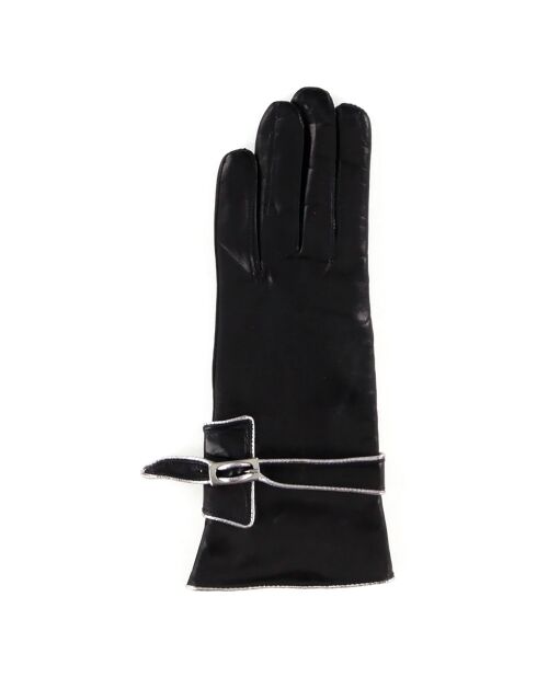 Gants en Cuir d'Agneau doublure Laine Leila noirs