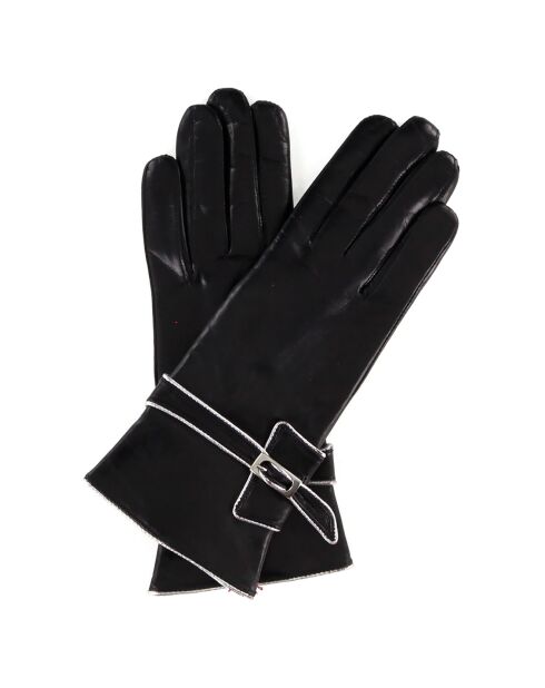 Gants en Cuir d'Agneau doublure Laine Leila noirs