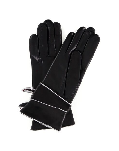 Gants en Cuir d'Agneau doublure Laine Leila noirs