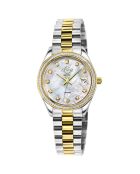 Montre Turin Femme Quartz en Acier & Diamants 0.132 ct argenté/doré