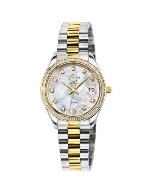 Montre Turin Femme Quartz en Acier & Diamants 0.132 ct argenté/doré