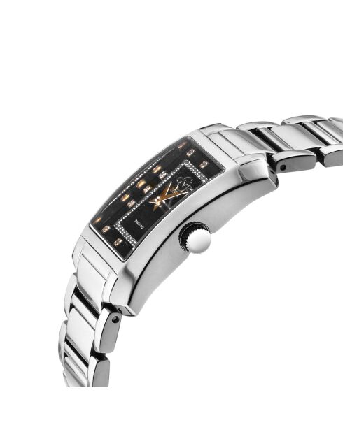 Luino Quarzuhr für Damen aus Stahl und Diamanten, 0,084 Karat Silber
