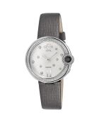 Montre Perugia Femme Quartz en Cuir & Diamants 0.102 ct gris foncé