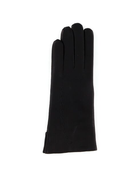 Gants en Cuir d'Agneau doublure Laine Mila noirs